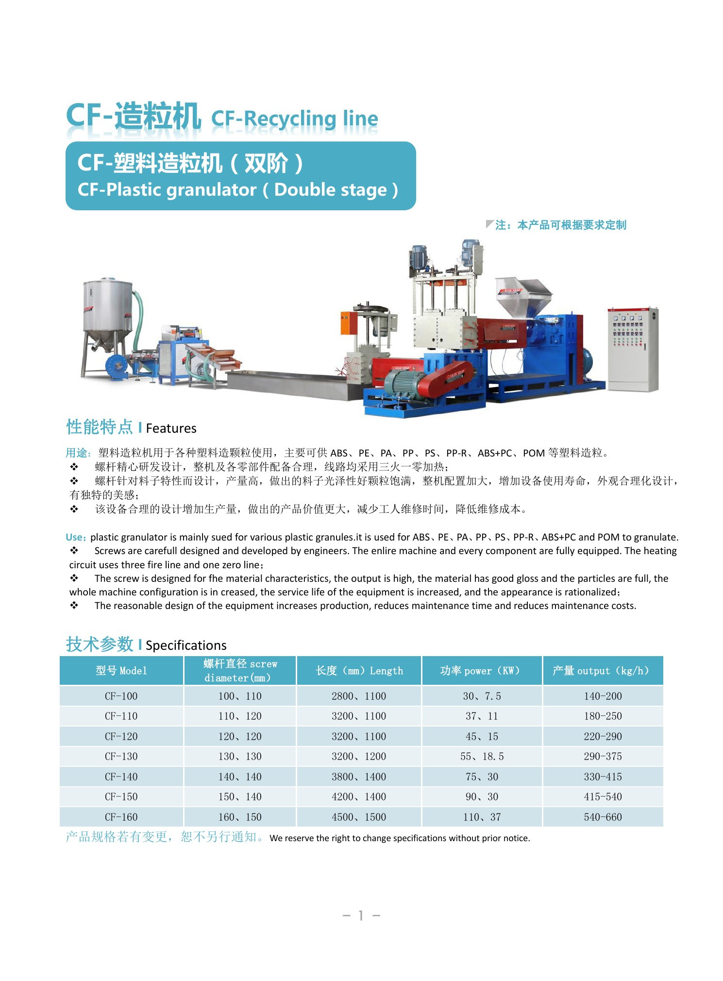 Double-stage Plastic Granulator