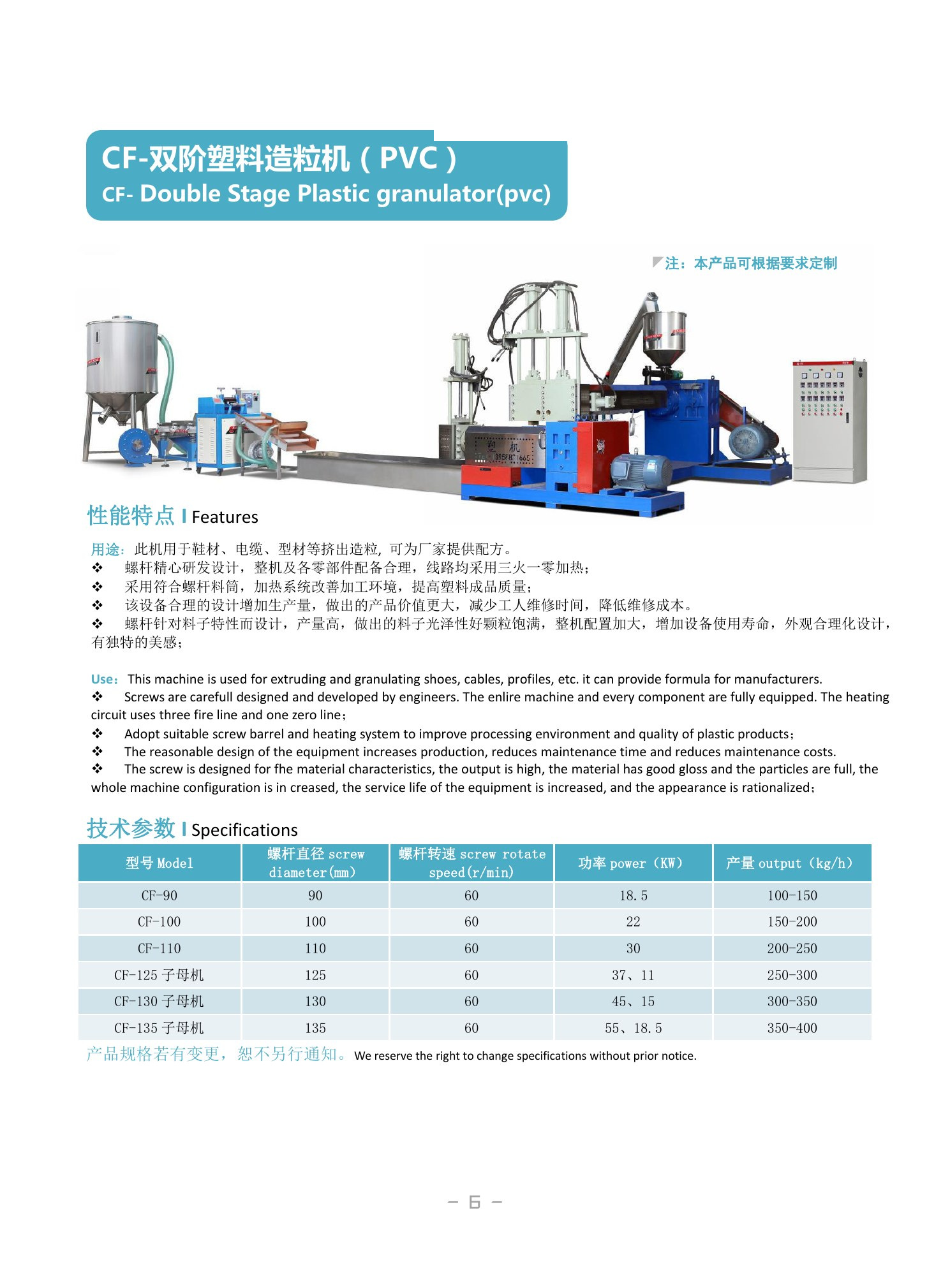 Double-stage Plastic Granulator - PVC